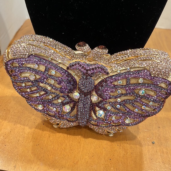 Butterfly pink gold and amethyst & aurora boriales  smoky topaz clasp with chain - Picture 3 of 8